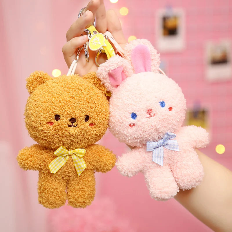 Keychain Plush Soft Teddy Bear Bunny Unicorn Duck Dog Pig Plush Keychains Schoolbag Plush Toys Delightful Mascot Pendant