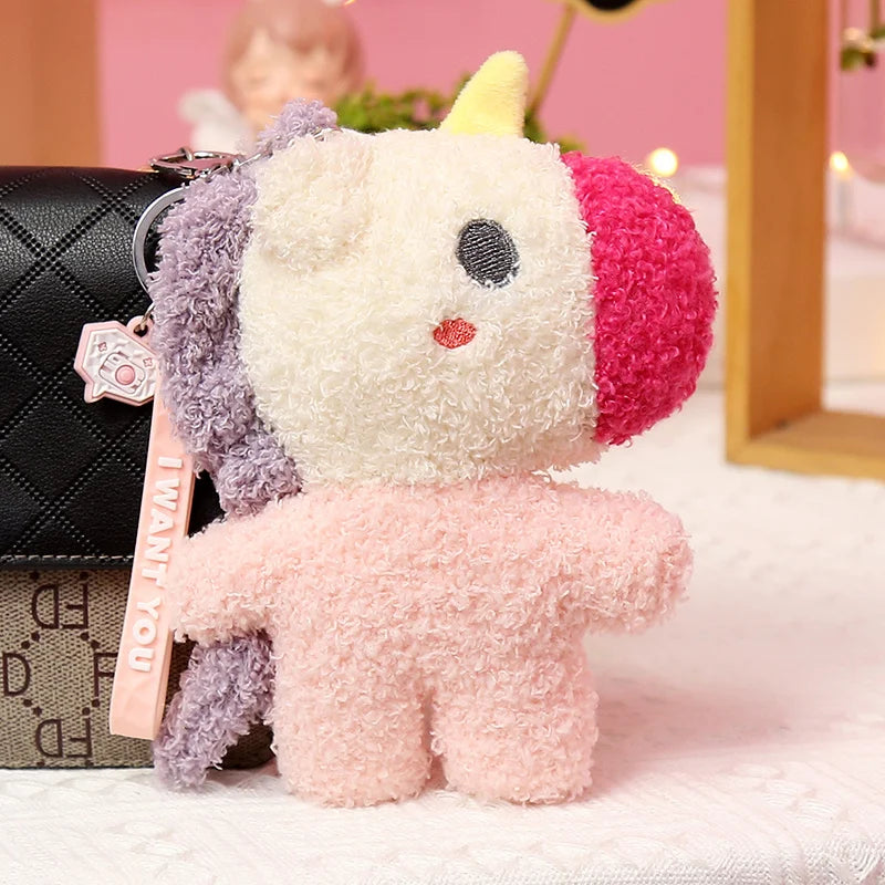 Keychain Plush Soft Teddy Bear Bunny Unicorn Duck Dog Pig Plush Keychains Schoolbag Plush Toys Delightful Mascot Pendant