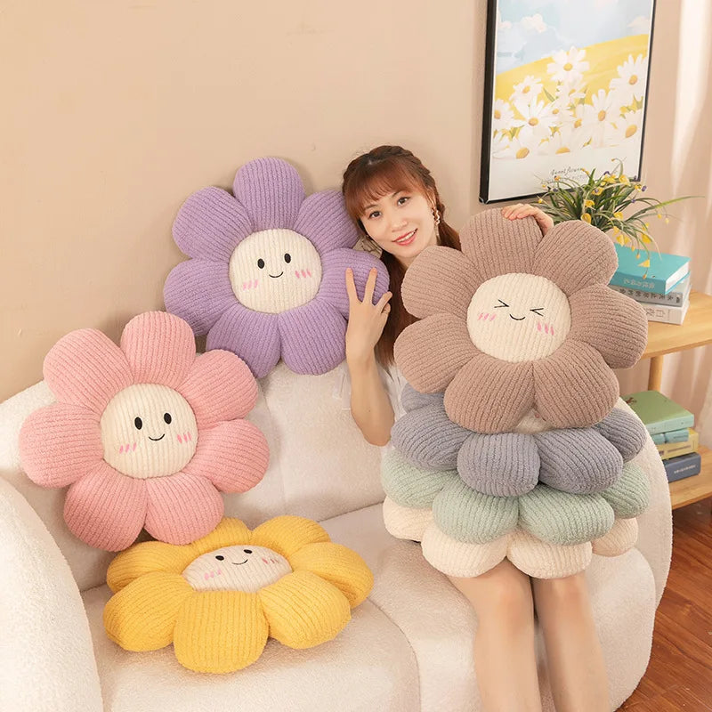 Electro-embroidery Pillows Sunflower Sun Flower Thickened Cushion Soft Comfortable Cute Plush Throw Pillow
