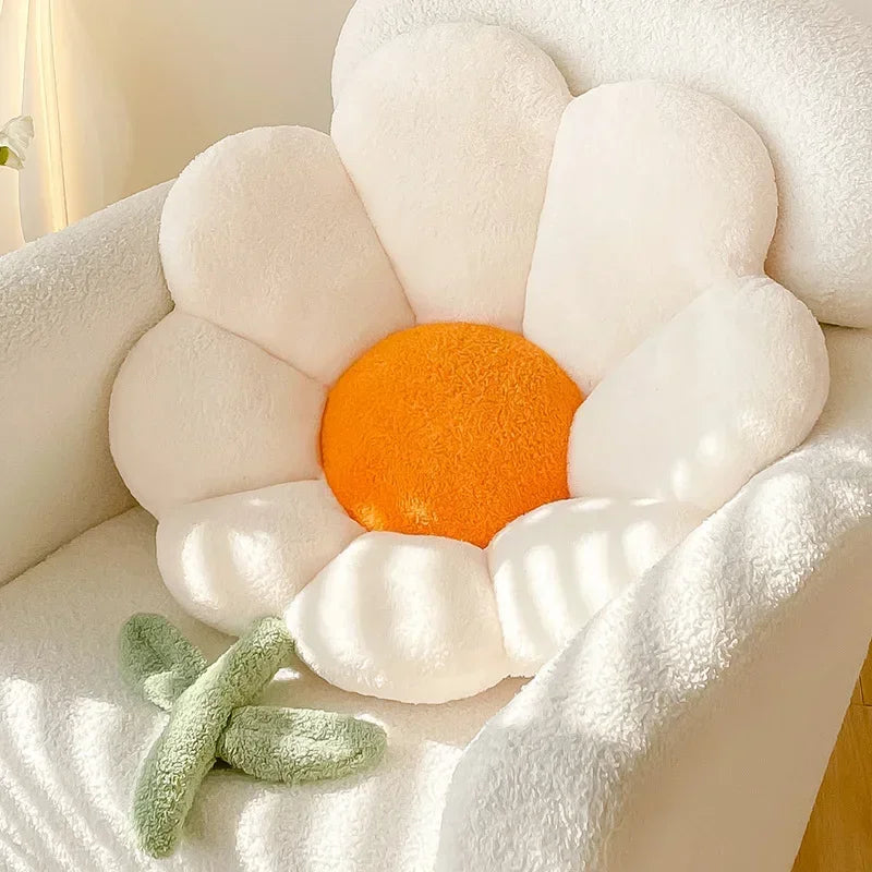 Lifelike Flower Shaped Plush Cushion Kawaii Stuffed Plant Plushie Throw Pillow Soft Sofa Car Mat Home Decor