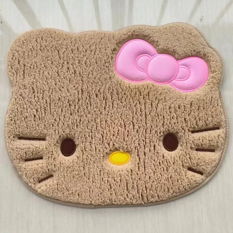 Kawaii Hello Kitty Cartoon Anime Bedroom Living Room Plush Rug Bath Anti Slip Mat Rug Absorbent Quick Drying Bath Mat Room Decor