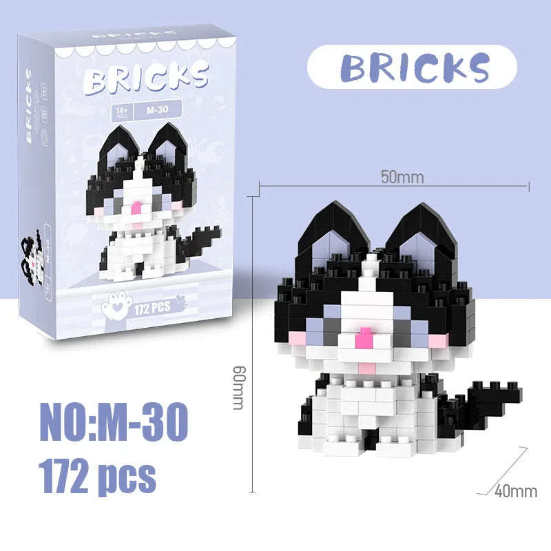 Kawaii Cat Building Blocks Cute Kitten Kitty Models Bricks DIY Puzzle Toy for Girls Women Room Decor Birthday Gift