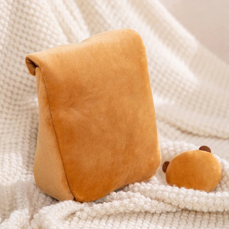 Adorable Stuffed Capybara Doll with Snack Bag Cartoon Plush Toys Creative Pudding Bag Design Kawaii Kids Gift