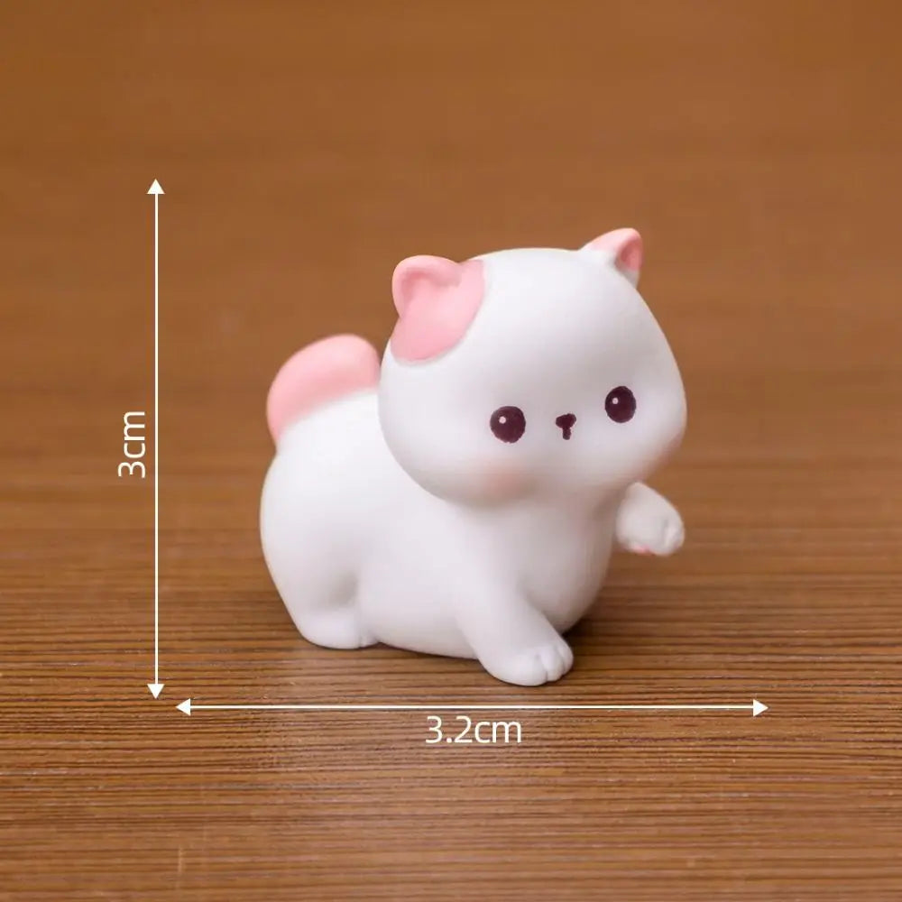 Homemade Cartoon Cat Figurines Miniatures Cute DIY Handicraft Mini Cat Ornament Resin Crafts Kitten Statue Micro Landscape Ornaments