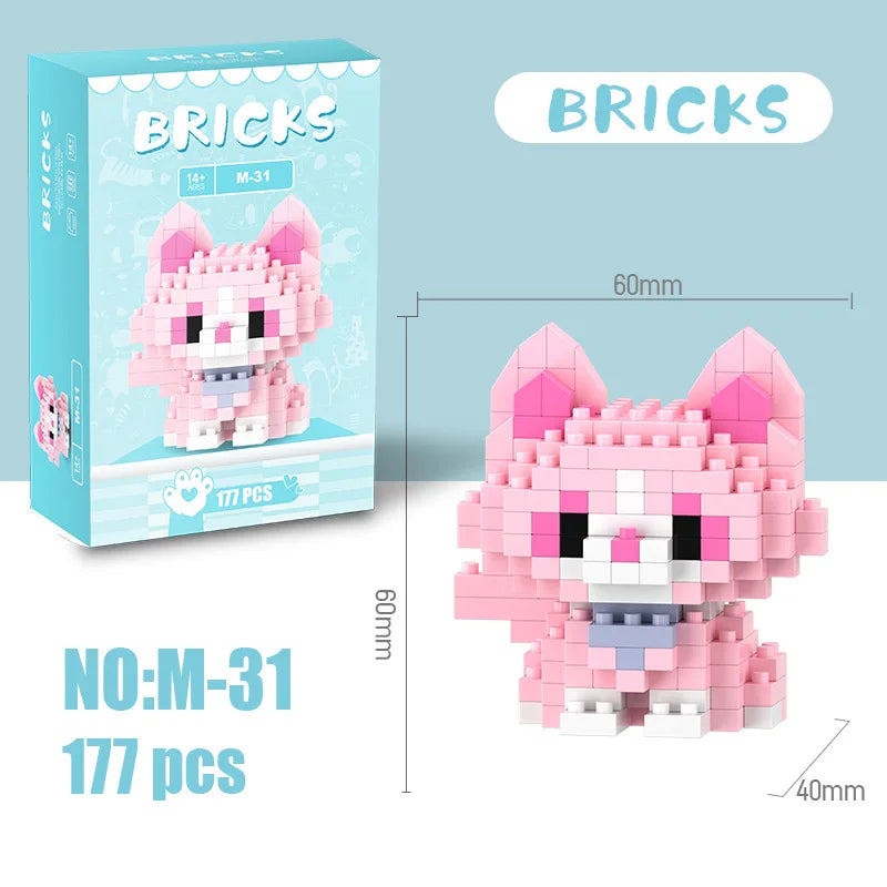Kawaii Cat Building Blocks Cute Kitten Kitty Models Bricks DIY Puzzle Toy for Girls Women Room Decor Birthday Gift