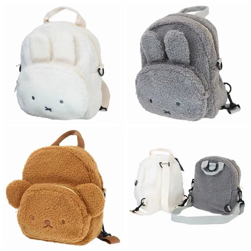 Hot Cute Miffy Series Plush Backpack Cartoon Creativity Portable Multifunctional Large Capacity Backpack Girls Birthday Gift