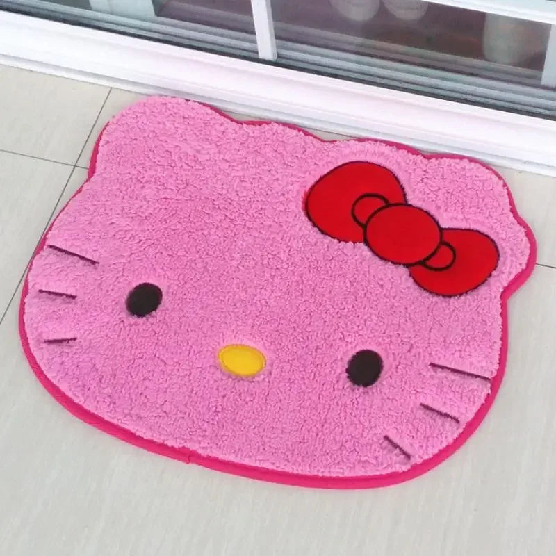 Kawaii Hello Kitty Cartoon Anime Bedroom Living Room Plush Rug Bath Anti Slip Mat Rug Absorbent Quick Drying Bath Mat Room Decor