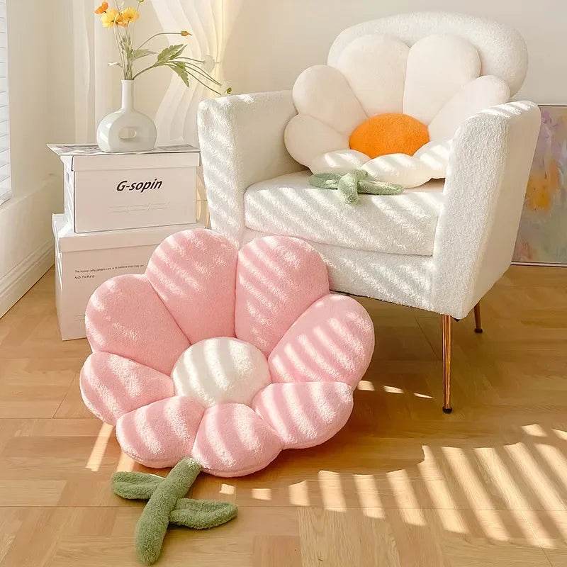 Lifelike Flower Shaped Plush Cushion Kawaii Stuffed Plant Plushie Throw Pillow Soft Sofa Car Mat Home Decor