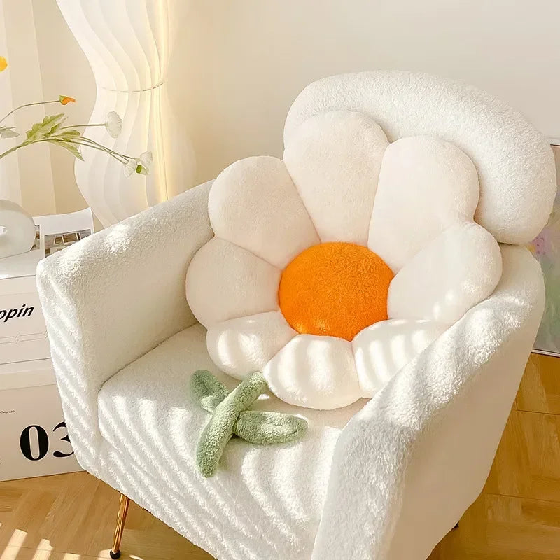 Lifelike Flower Shaped Plush Cushion Kawaii Stuffed Plant Plushie Throw Pillow Soft Sofa Car Mat Home Decor