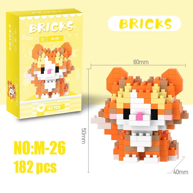Kawaii Cat Building Blocks Cute Kitten Kitty Models Bricks DIY Puzzle Toy for Girls Women Room Decor Birthday Gift