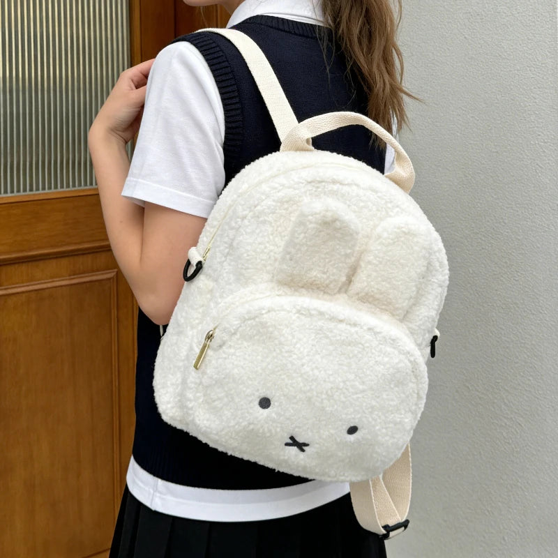 Hot Cute Miffy Series Plush Backpack Cartoon Creativity Portable Multifunctional Large Capacity Backpack Girls Birthday Gift
