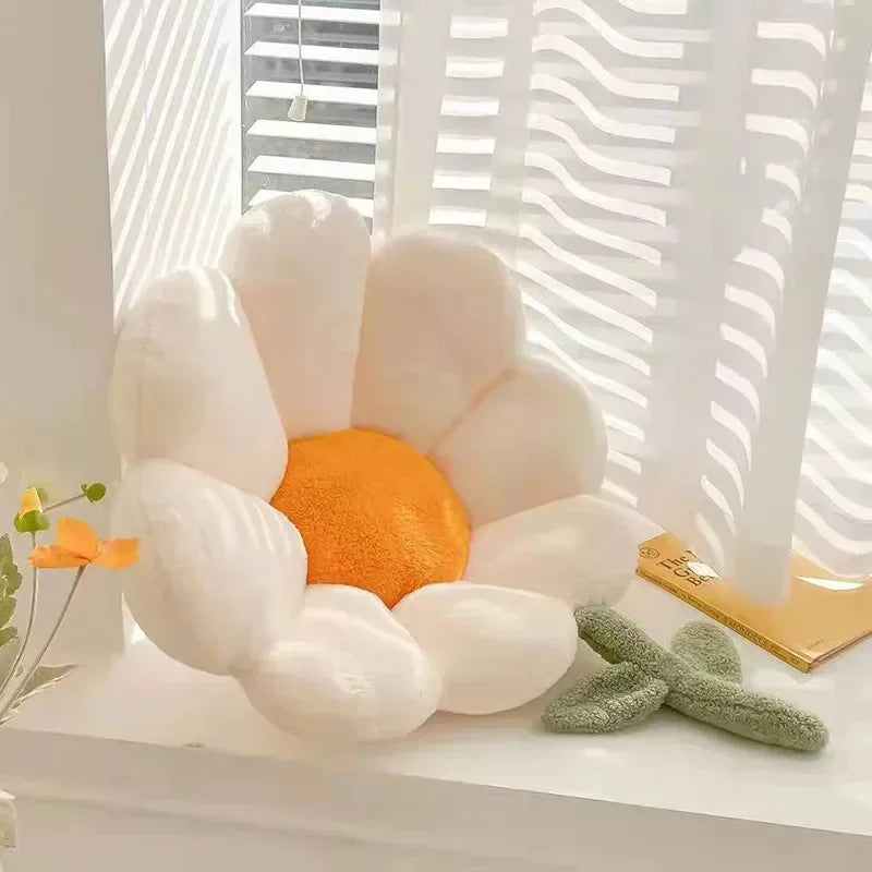 Lifelike Flower Shaped Plush Cushion Kawaii Stuffed Plant Plushie Throw Pillow Soft Sofa Car Mat Home Decor