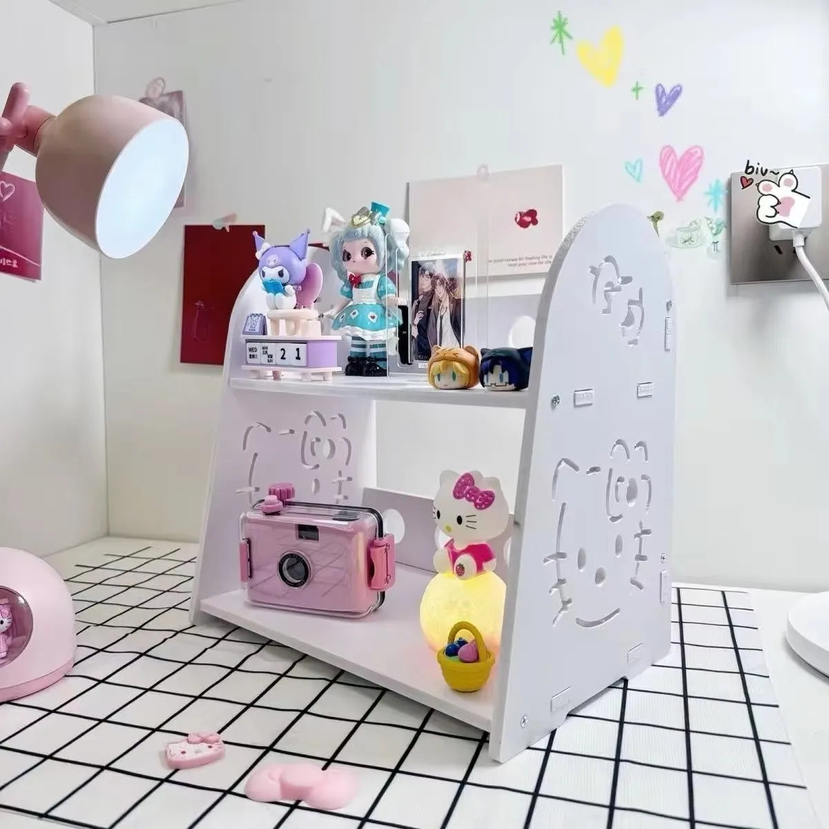 Kawaii cartoon peripheral doll storage display rack, storage rack HelloKitty Kawaii storage rack, room storage decoration