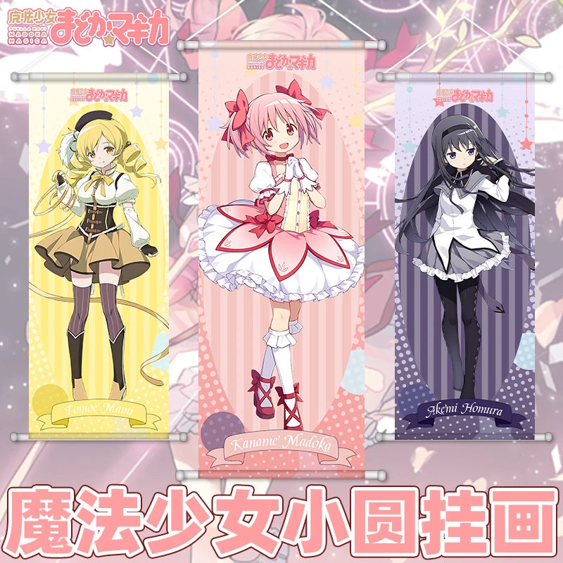 Kaname Madoka Akemi Homura Scroll Canvas Wall Hanging Painting Home Decor Anime Poster Wall Art Room Decoration