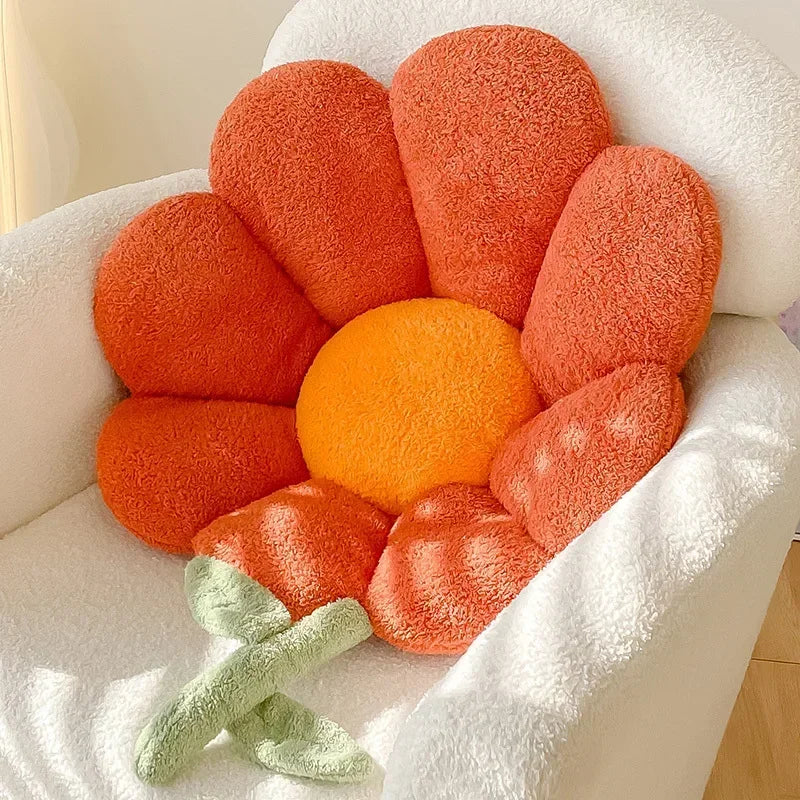 Lifelike Flower Shaped Plush Cushion Kawaii Stuffed Plant Plushie Throw Pillow Soft Sofa Car Mat Home Decor