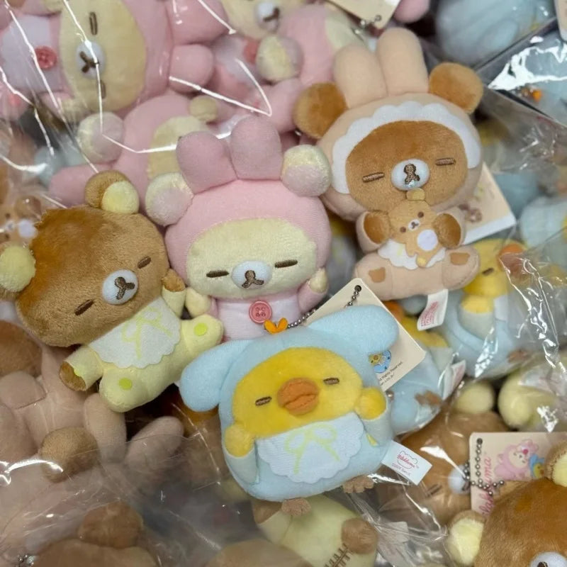 Easy bear Rabbit Ear Pajamas sleep Plush toys Keychains Stuffed Animals Bunny ear Rilakkuma kawaii Bear Stuffed doll toys gift