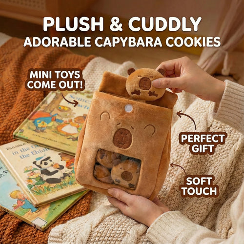 Adorable Stuffed Capybara Doll with Snack Bag Cartoon Plush Toys Creative Pudding Bag Design Kawaii Kids Gift