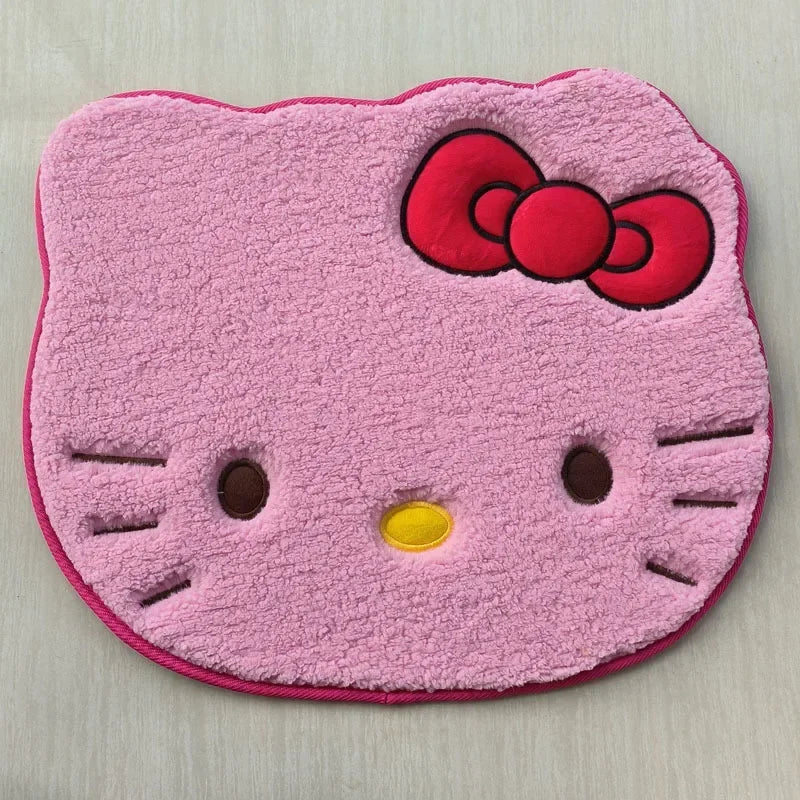 Kawaii Hello Kitty Cartoon Anime Bedroom Living Room Plush Rug Bath Anti Slip Mat Rug Absorbent Quick Drying Bath Mat Room Decor