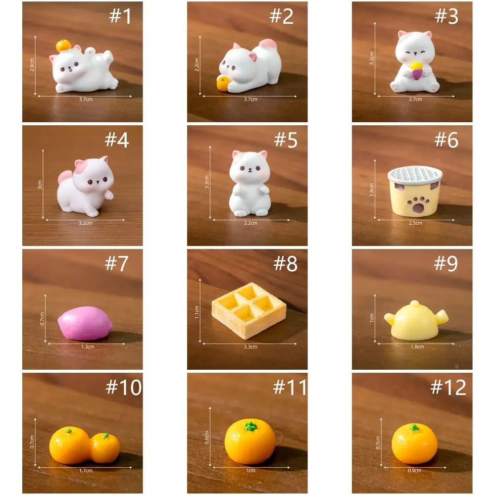 Homemade Cartoon Cat Figurines Miniatures Cute DIY Handicraft Mini Cat Ornament Resin Crafts Kitten Statue Micro Landscape Ornaments