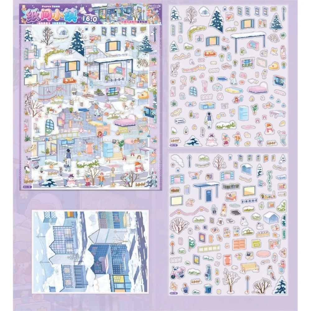Fun DIY 3D Miniature Stickers Stacking Handicraft Decor Cabin Town Stickers Creative Arts Miniature Scene Paster Gift