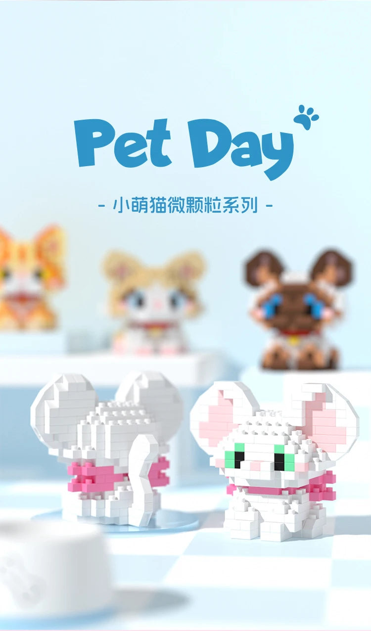 Cat Animal Brick Toy for Children Girls 8 To 10 Years Old Birthday Gifts Construction Block Set Mini Building Blocks Educational