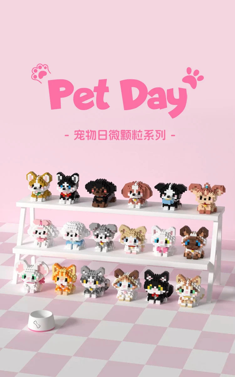 Cat Animal Brick Toy for Children Girls 8 To 10 Years Old Birthday Gifts Construction Block Set Mini Building Blocks Educational