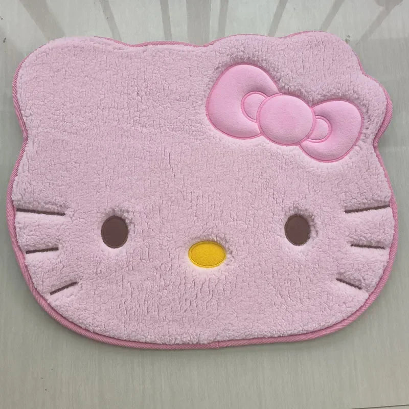 Kawaii Hello Kitty Cartoon Anime Bedroom Living Room Plush Rug Bath Anti Slip Mat Rug Absorbent Quick Drying Bath Mat Room Decor