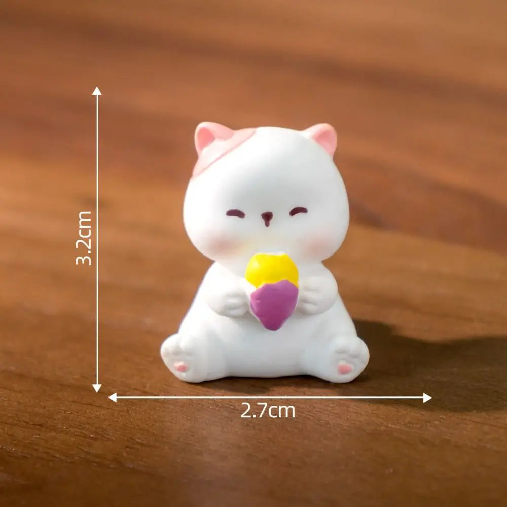 Homemade Cartoon Cat Figurines Miniatures Cute DIY Handicraft Mini Cat Ornament Resin Crafts Kitten Statue Micro Landscape Ornaments