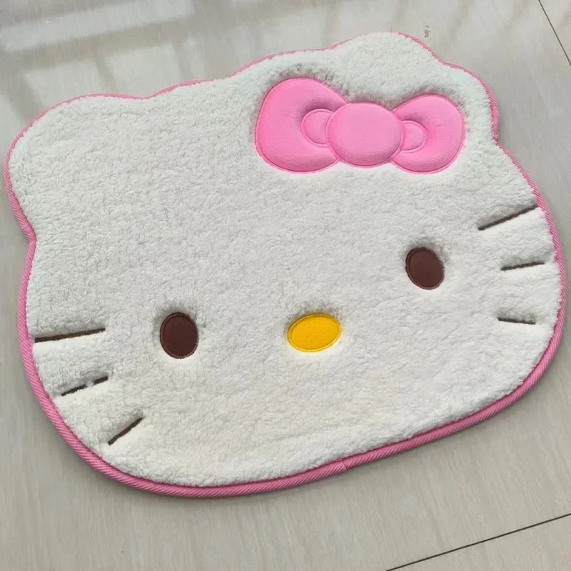 Kawaii Hello Kitty Cartoon Anime Bedroom Living Room Plush Rug Bath Anti Slip Mat Rug Absorbent Quick Drying Bath Mat Room Decor