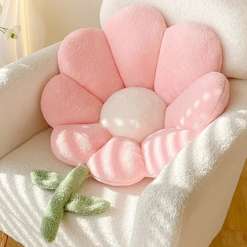 Lifelike Flower Shaped Plush Cushion Kawaii Stuffed Plant Plushie Throw Pillow Soft Sofa Car Mat Home Decor