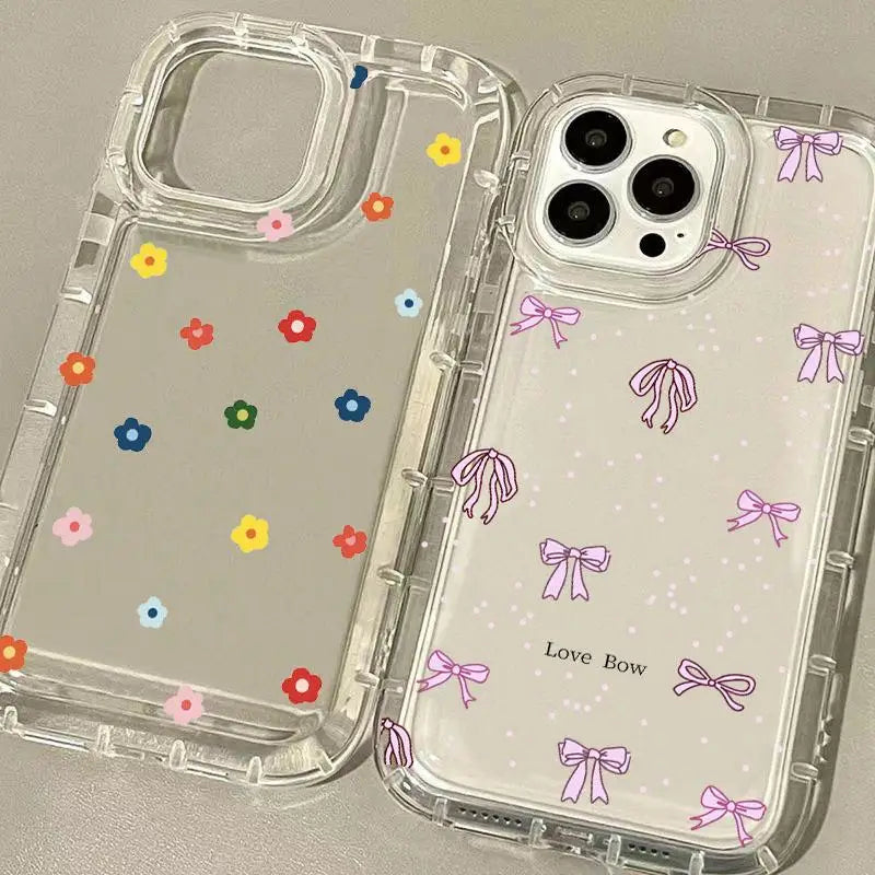 Cute Pink Bow Small Flower Print Clear Case for Realme C55 C53 C51 C21Y C25Y C35 C11 C2021 C20 C30 Realme 10 Pro Plus 8 9I 5G