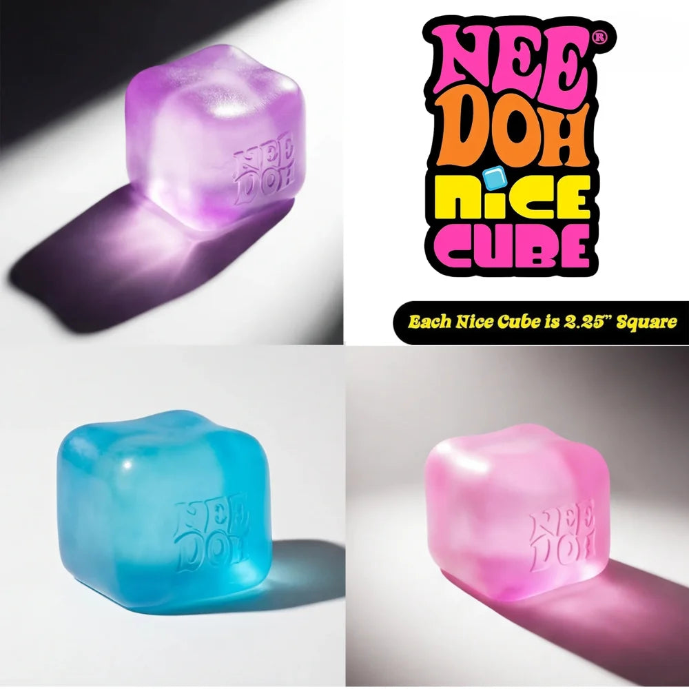 Nee Doh Jellyfish & Cube Squish Toy, Soft Jelly Squeeze Stress Relief Fidget Toy, Sensory NeeDoh for Kids & Adults