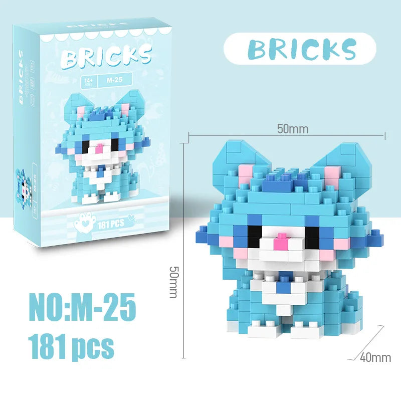 Kawaii Cat Building Blocks Cute Kitten Kitty Models Bricks DIY Puzzle Toy for Girls Women Room Decor Birthday Gift