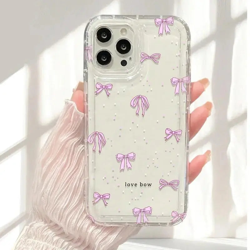 Cute Pink Bow Small Flower Print Clear Case for Realme C55 C53 C51 C21Y C25Y C35 C11 C2021 C20 C30 Realme 10 Pro Plus 8 9I 5G
