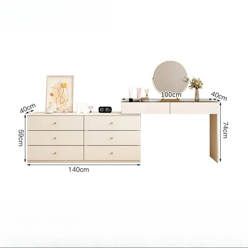 Light Luxury Wood Makeup Vanities One-piece Corner Household Storage Makeup Vanities Telescopic Office Furniture Kaptafel JTM