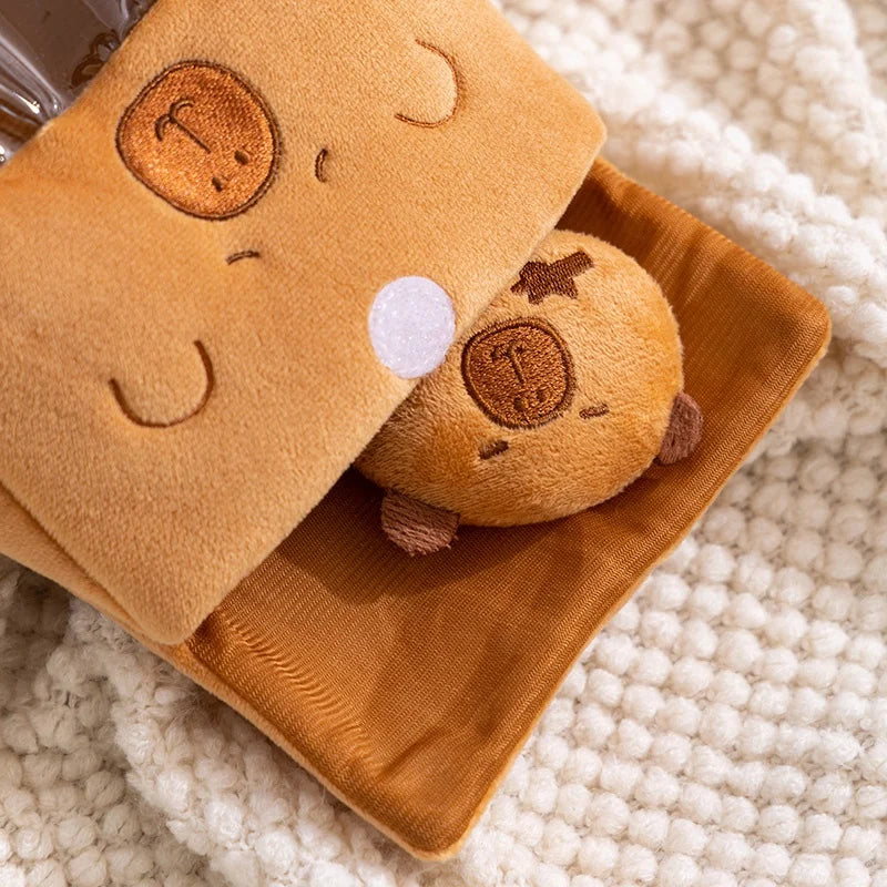 Adorable Stuffed Capybara Doll with Snack Bag Cartoon Plush Toys Creative Pudding Bag Design Kawaii Kids Gift