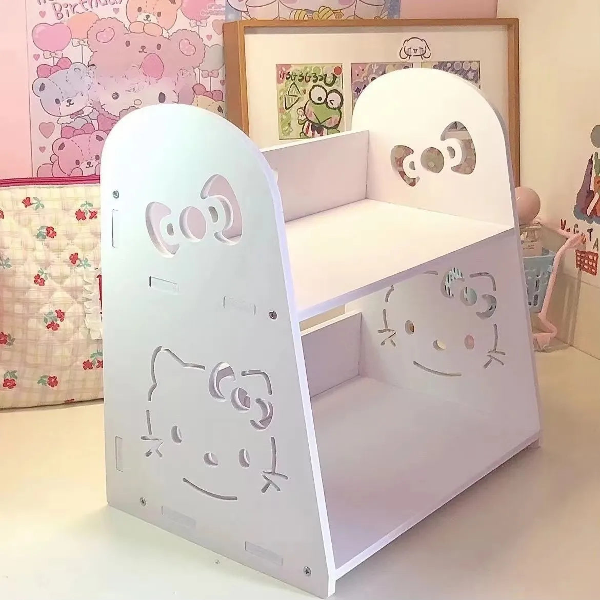 Kawaii cartoon peripheral doll storage display rack, storage rack HelloKitty Kawaii storage rack, room storage decoration