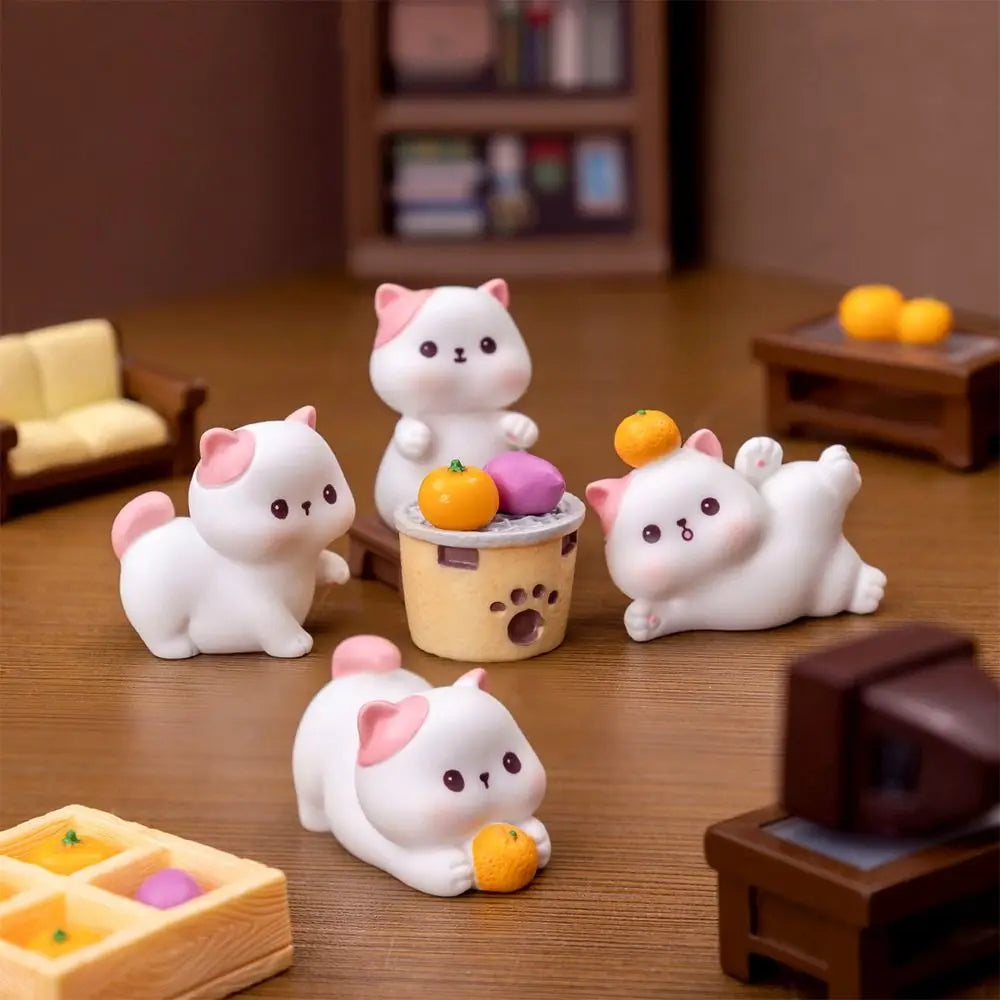 Homemade Cartoon Cat Figurines Miniatures Cute DIY Handicraft Mini Cat Ornament Resin Crafts Kitten Statue Micro Landscape Ornaments