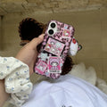 Cute Cartoon Love Heart Glitter Cinnamoroll Kuromi Kitty Melody Luxury leopard print Case For iPhone 13 14 15 16 ProMax Cover