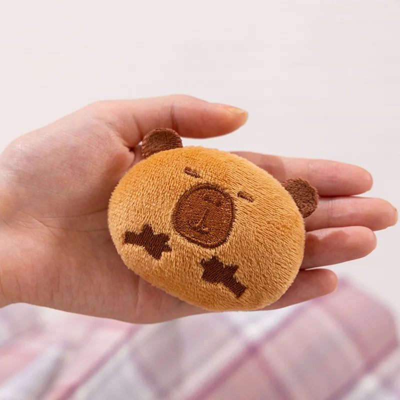 Adorable Stuffed Capybara Doll with Snack Bag Cartoon Plush Toys Creative Pudding Bag Design Kawaii Kids Gift
