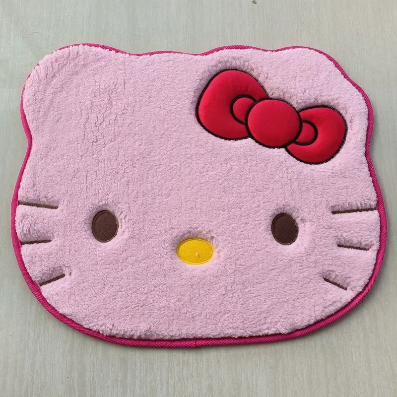 Kawaii Hello Kitty Cartoon Anime Bedroom Living Room Plush Rug Bath Anti Slip Mat Rug Absorbent Quick Drying Bath Mat Room Decor