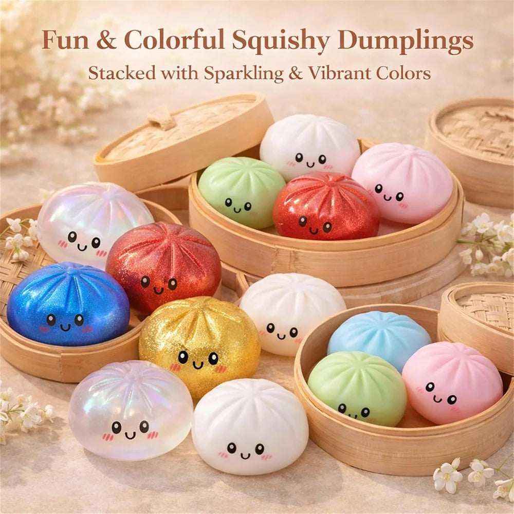 Hot Cute Dumpling Squishy Toy Steamed Stuffed Bun Squeeze Decompression Slow Rising Anti Stress Reliever Soft Kids Sensory Gift